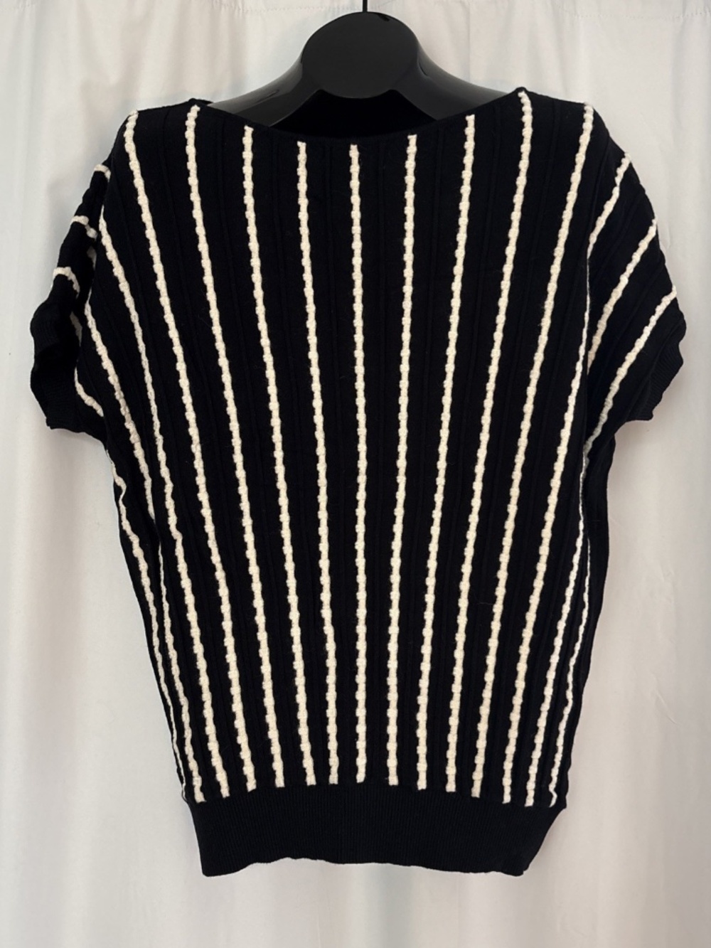 M MISSONI Italy Size 46 US L Black White Striped Sweater Short Sleeve Knit